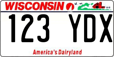 WI license plate 123YDX
