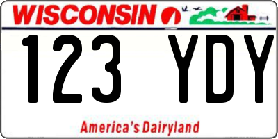 WI license plate 123YDY