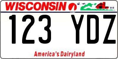 WI license plate 123YDZ