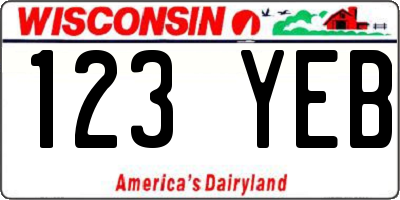 WI license plate 123YEB