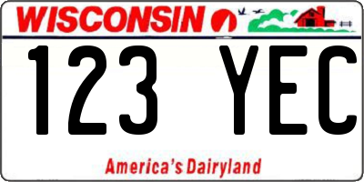 WI license plate 123YEC