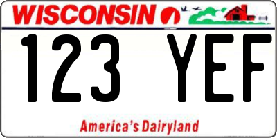 WI license plate 123YEF