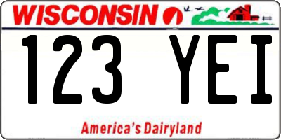 WI license plate 123YEI