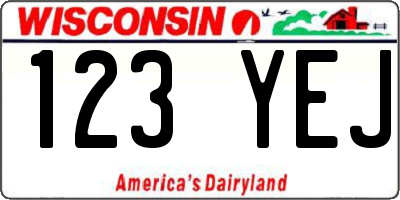 WI license plate 123YEJ