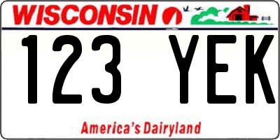 WI license plate 123YEK