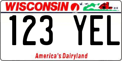 WI license plate 123YEL