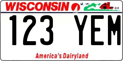 WI license plate 123YEM