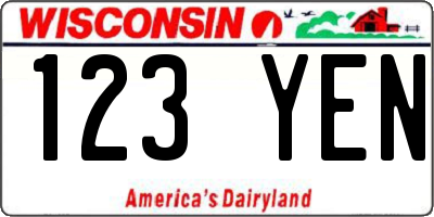 WI license plate 123YEN