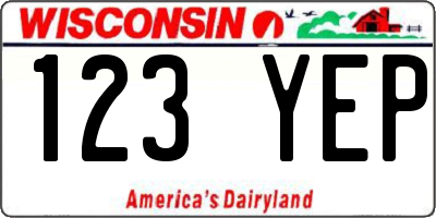 WI license plate 123YEP