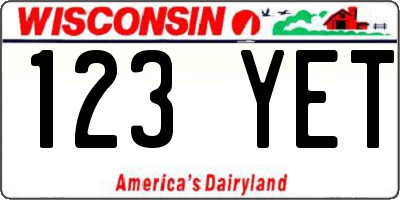 WI license plate 123YET