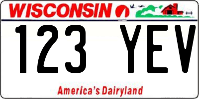 WI license plate 123YEV