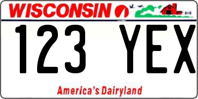 WI license plate 123YEX