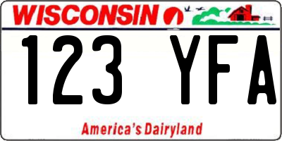 WI license plate 123YFA