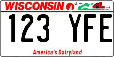 WI license plate 123YFE