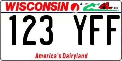 WI license plate 123YFF