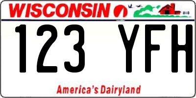 WI license plate 123YFH