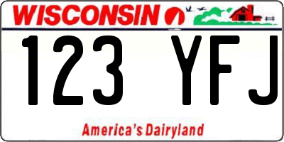 WI license plate 123YFJ