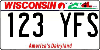 WI license plate 123YFS