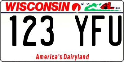 WI license plate 123YFU