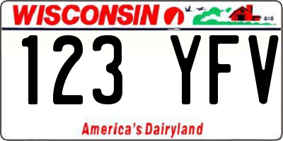 WI license plate 123YFV