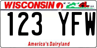 WI license plate 123YFW