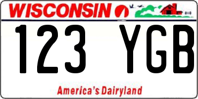 WI license plate 123YGB