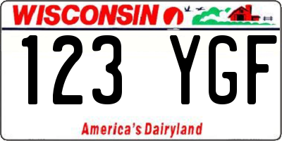 WI license plate 123YGF