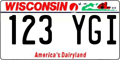 WI license plate 123YGI