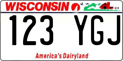 WI license plate 123YGJ