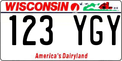 WI license plate 123YGY
