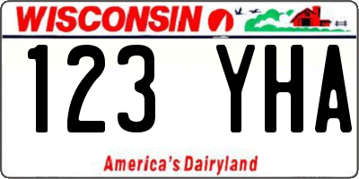 WI license plate 123YHA