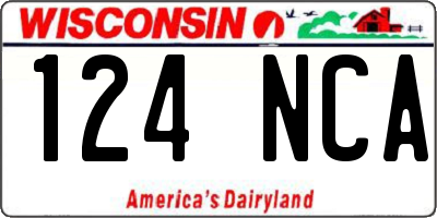 WI license plate 124NCA