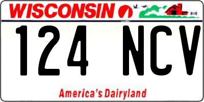 WI license plate 124NCV