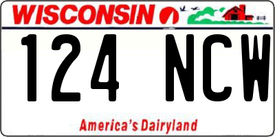 WI license plate 124NCW