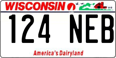 WI license plate 124NEB