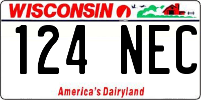 WI license plate 124NEC