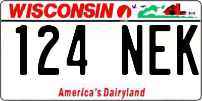 WI license plate 124NEK