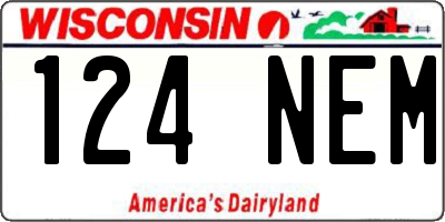 WI license plate 124NEM