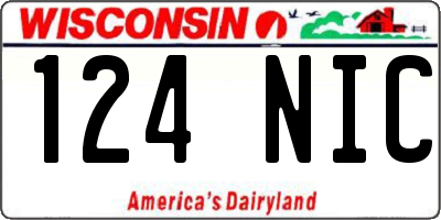 WI license plate 124NIC
