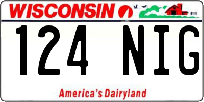 WI license plate 124NIG