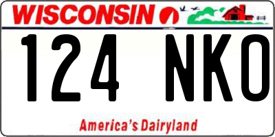 WI license plate 124NKO
