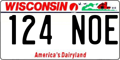WI license plate 124NOE