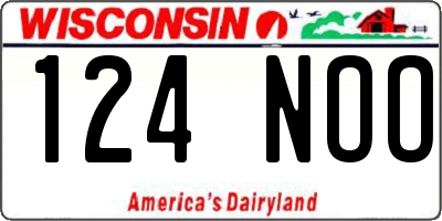 WI license plate 124NOO
