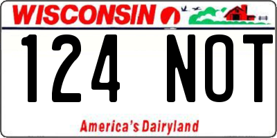 WI license plate 124NOT