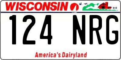 WI license plate 124NRG