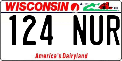 WI license plate 124NUR