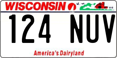 WI license plate 124NUV