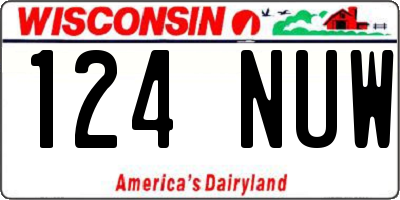 WI license plate 124NUW