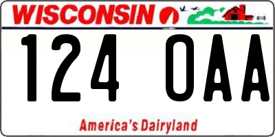 WI license plate 124OAA