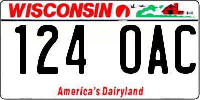 WI license plate 124OAC
